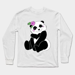 Panda with Flower Long Sleeve T-Shirt